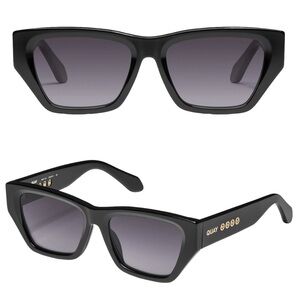 QUAY Australia NEW No Apologies Angled Square Sunglasses NEW Black Smoke